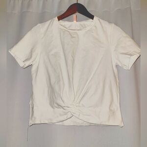 Women's White Crop Tie Tee